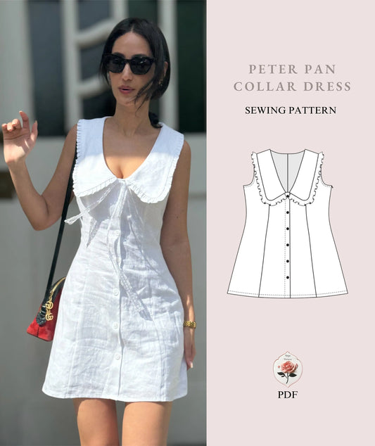 Peter Pan Collar Mini Dress PDF Sewing Pattern Babydoll