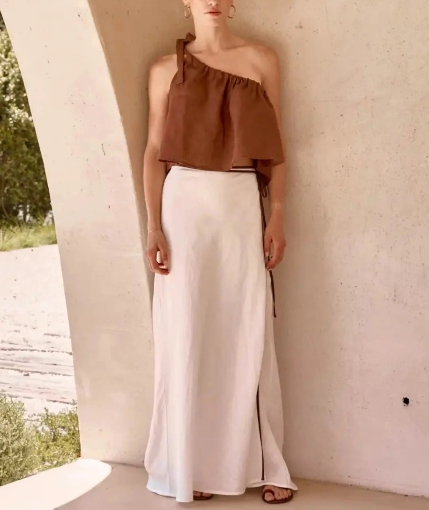 One Shoulder Crop Top and Maxi Skirt Beginner Sewing Pattern