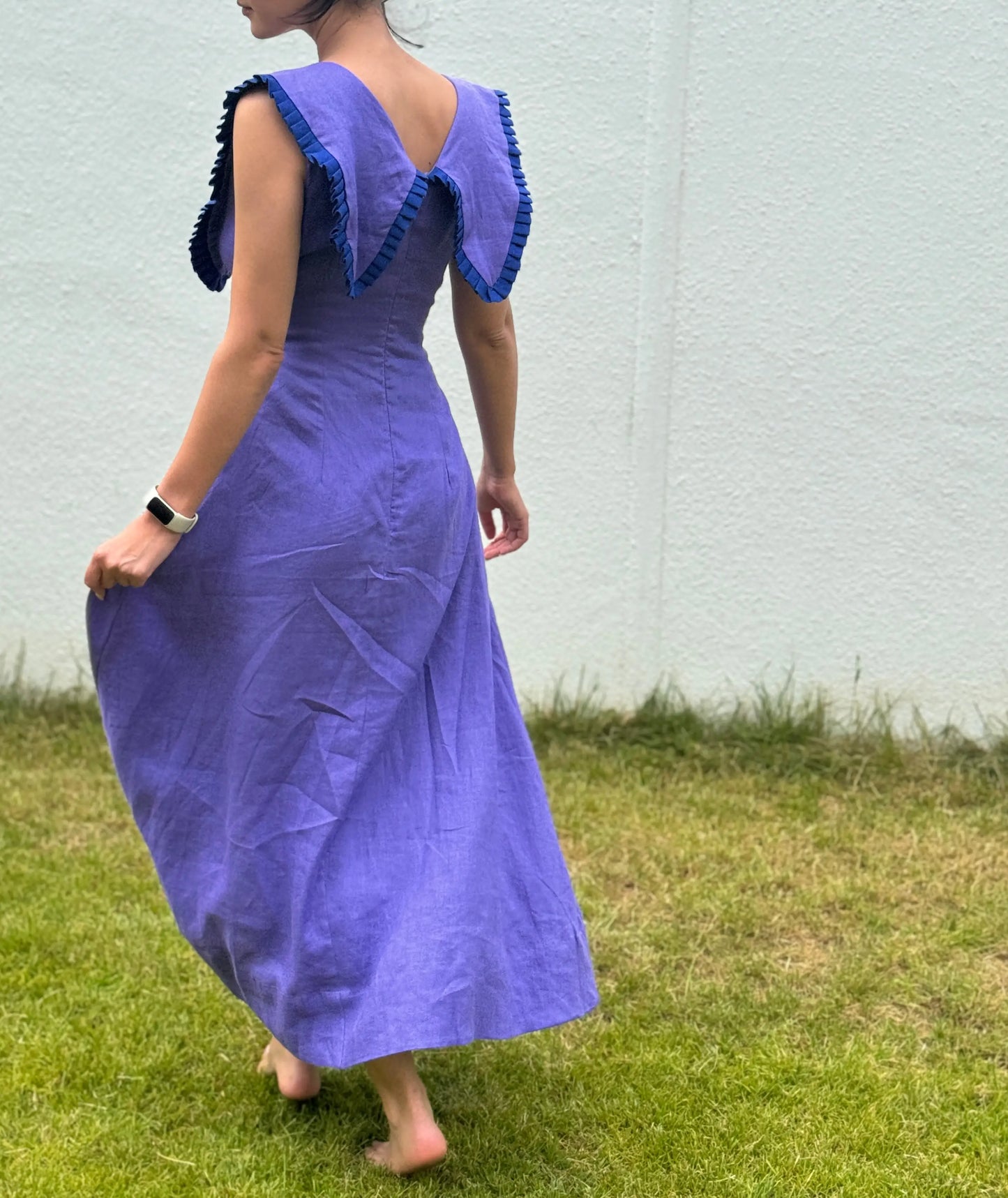 30's Vintage Midi Dress with Big Collars Easy Sewing Pattern