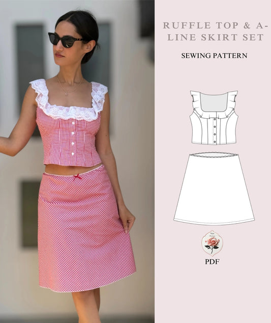 30's Womens Fashion Crop Top & Ruffle Top Beginner Sewing Pattern Sizes XXS-XXL