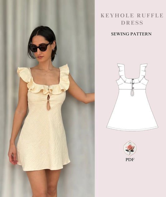 Ruffle Off Shoulder Mini Summer Dress Sewing Pattern