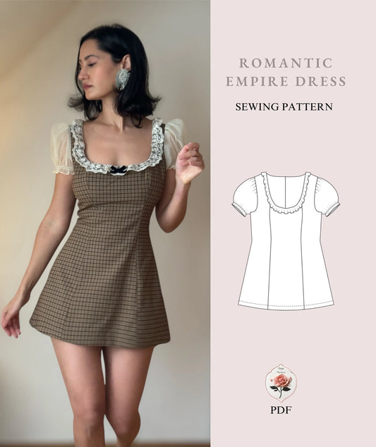 Romantic Empire Dress Beginner Sewing Pattern PDF