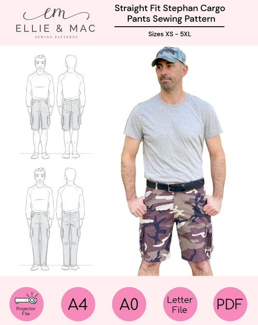 Adult Stephan Cargo Pants Pattern (Straight Fit)