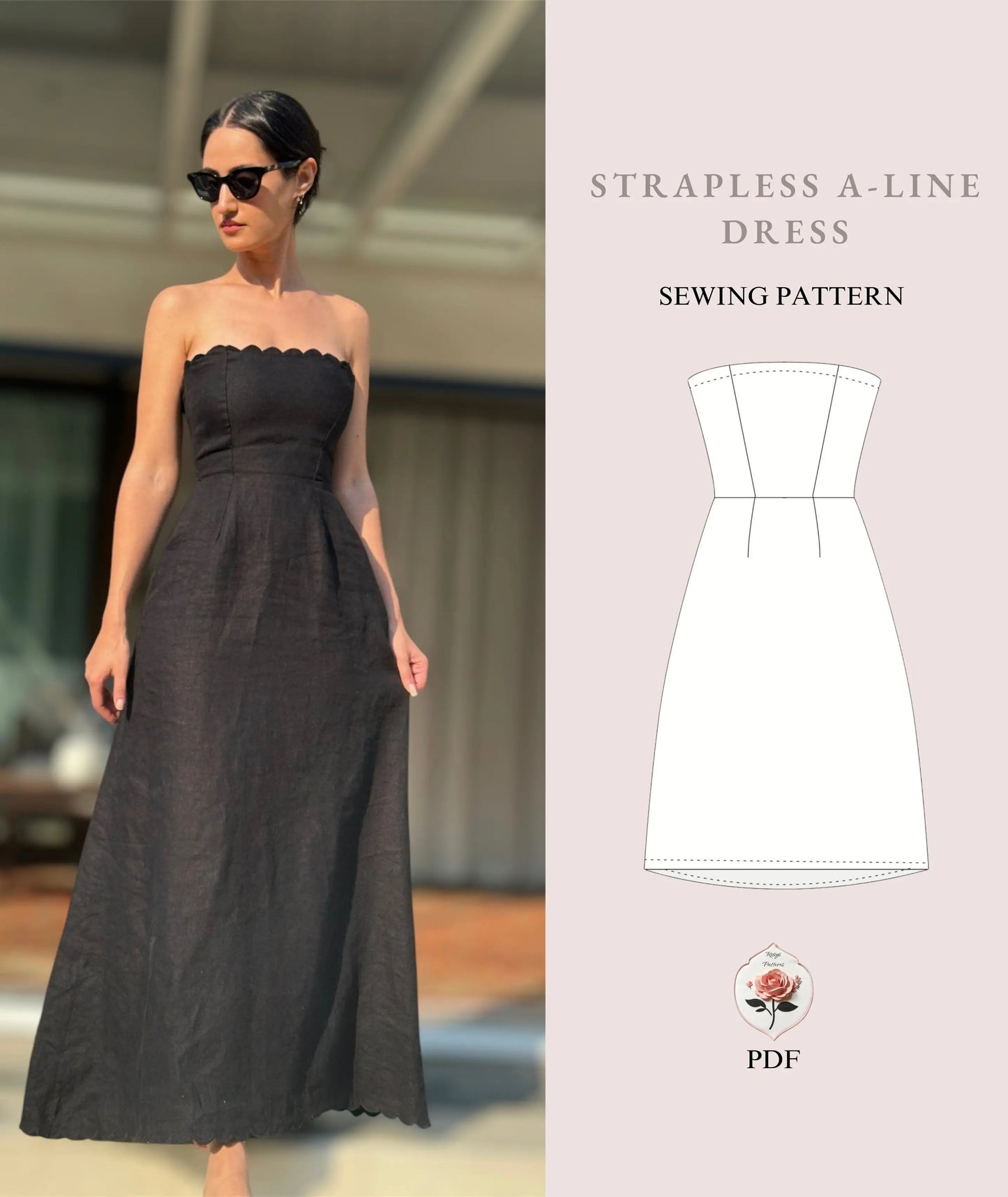 Strapless Bustier Dress Beginner Pattern