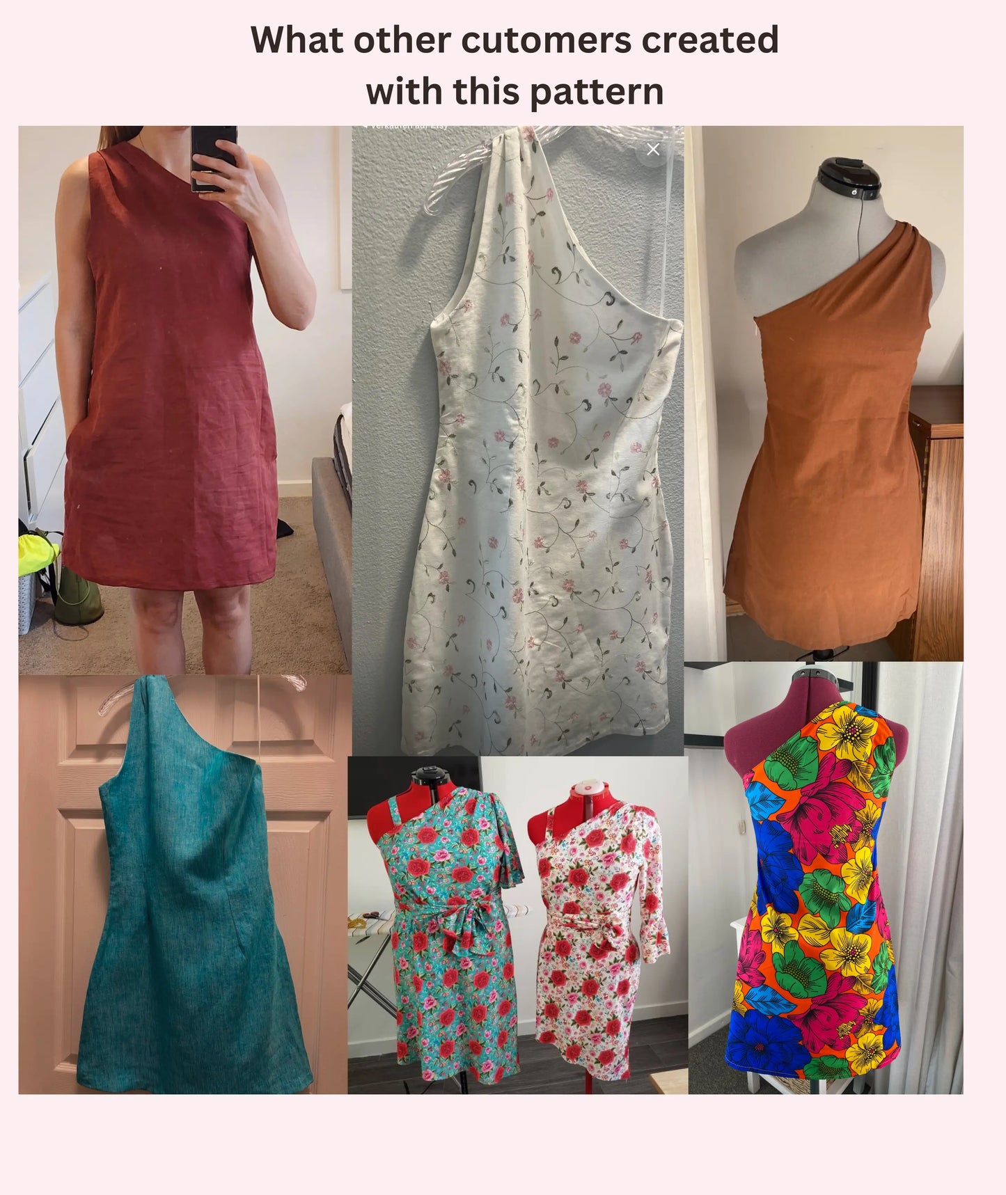 One Shoulder Mini Dress Sewing Pattern