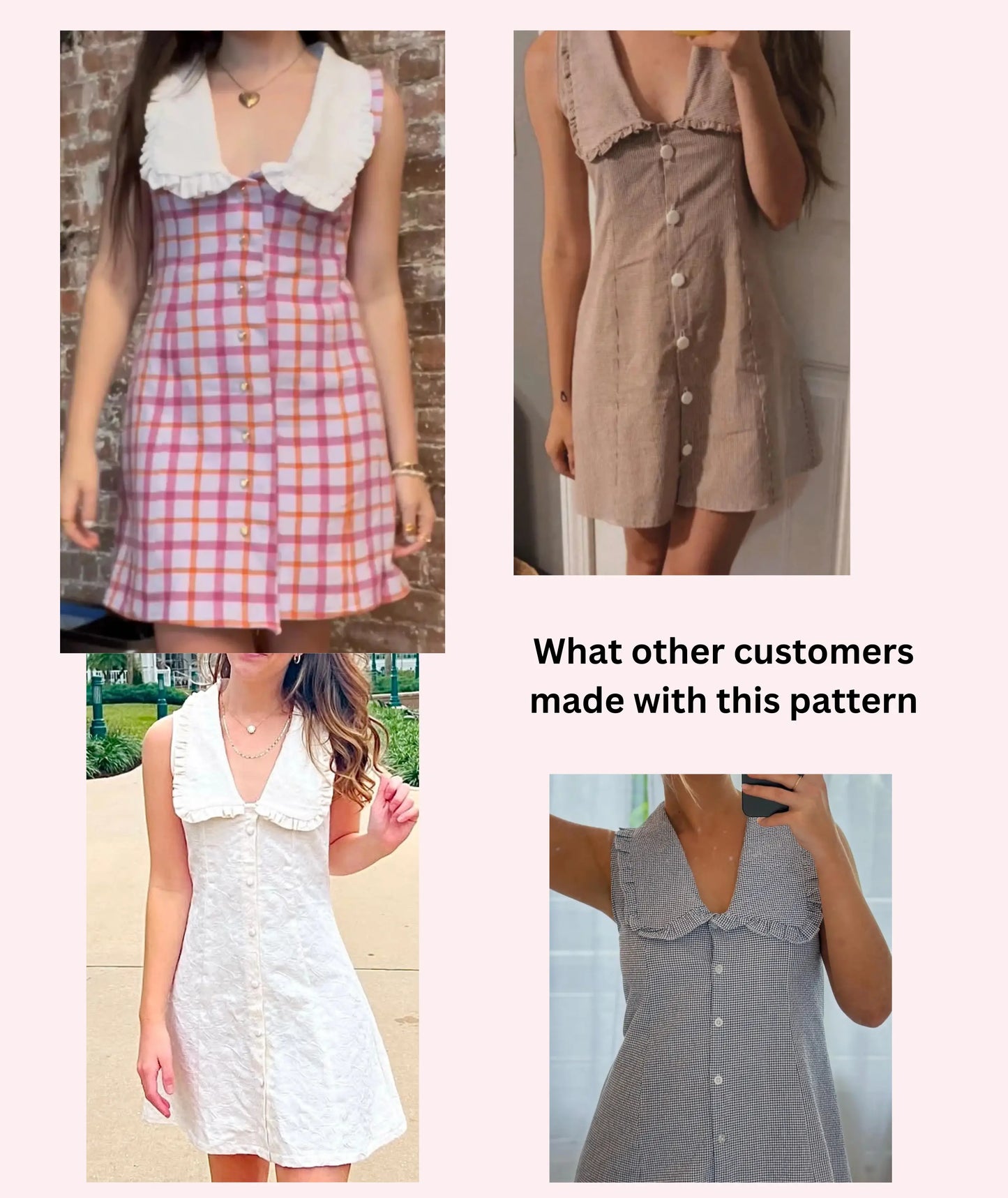 Peter Pan Collar Mini Dress PDF Sewing Pattern Babydoll