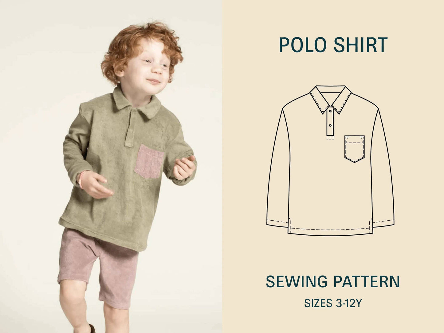 Polo Shirt Sewing Pattern - Kids Sizes 3-12Y