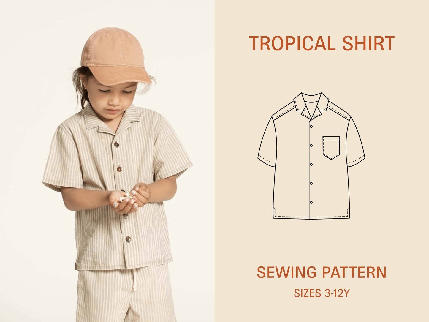 Tropical Shirt sewing pattern-Kids' Sizes 3-12Y